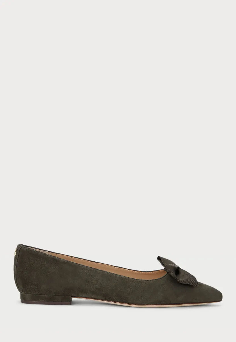 LONDYN BOW TRIM SUEDE BALLET FLAT - Klassischer Ballerina - dark olive