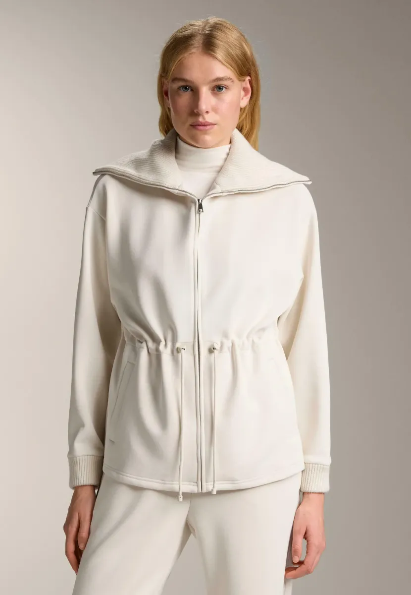 LONG BRUSHED  WITH ADJUSTABLE WAIST AND COLLAR  - Sweatjacke - stone