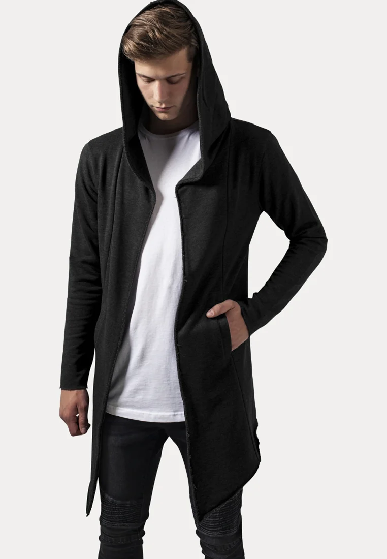 LONG HOODED OPEN EDGE CARDIGAN - Sweatjacke - charcoal