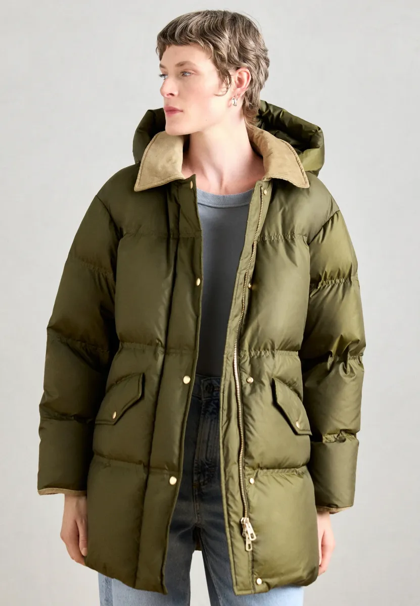 LONG JACKET WITH HOOD  - Daunenmantel - mossy olive