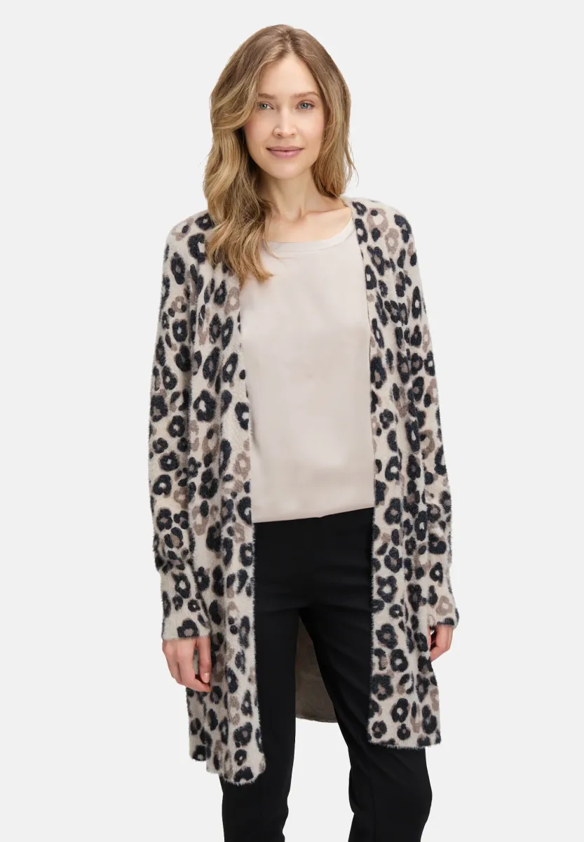 LONG MIT AUFDRUCK - Strickjacke - taupe/black