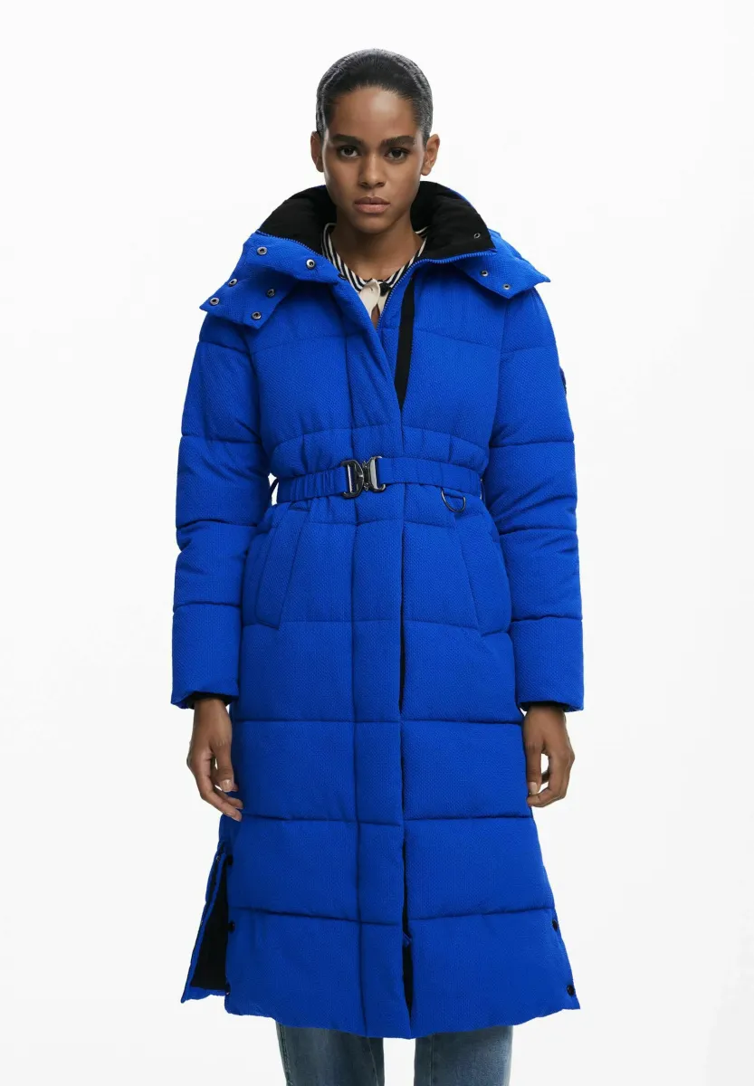 LONG PADDED WITH - BELT - Wintermantel - blue