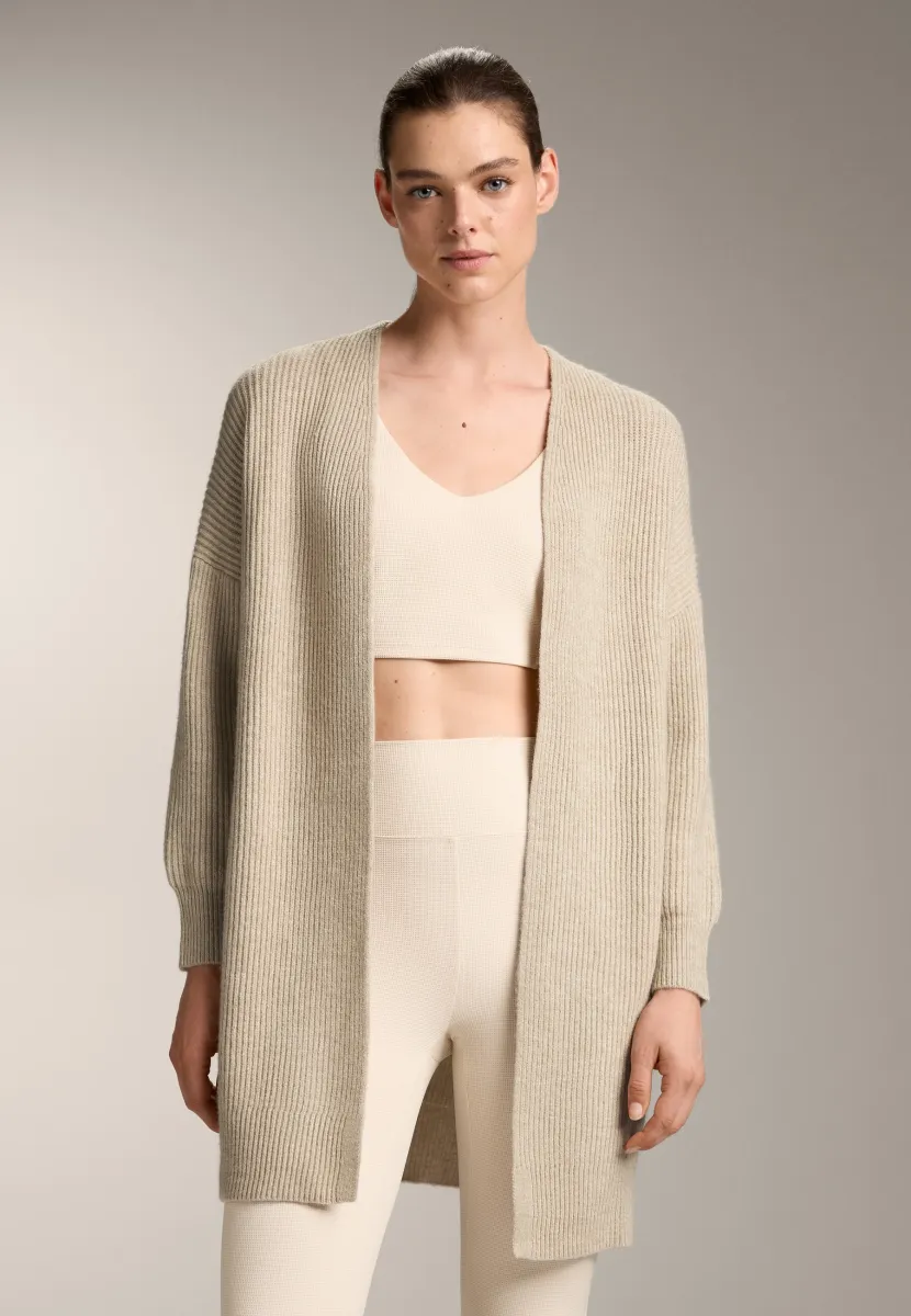 LONG RIB KNIT - Strickjacke - stone