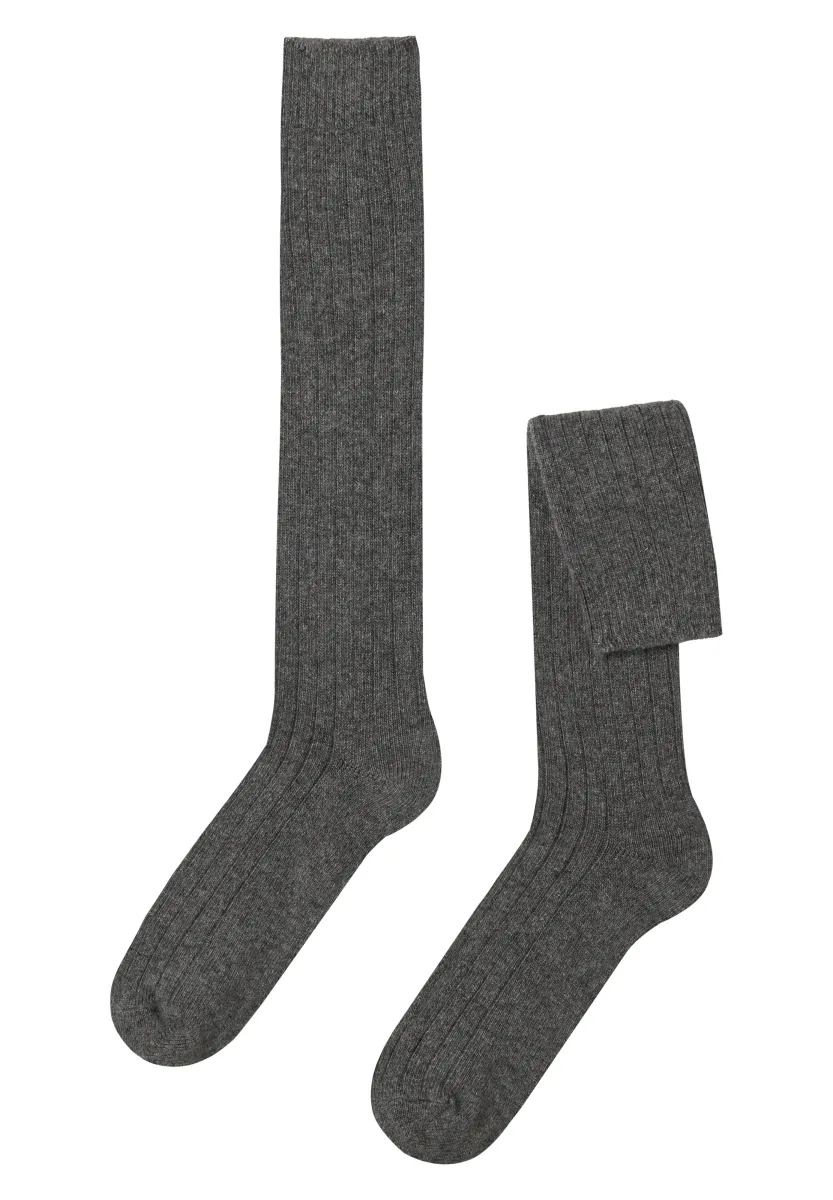 LONG RIBBED - Kniestrümpfe - grey
