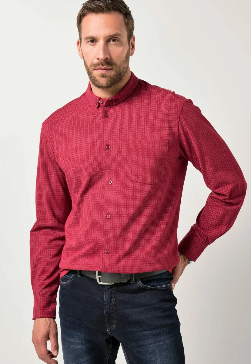 LONG SLEEVE, ALL-OVER PRINT, MINI BUTTON-DOWN COLLAR, MODERN FIT - Hemd - burgundy red