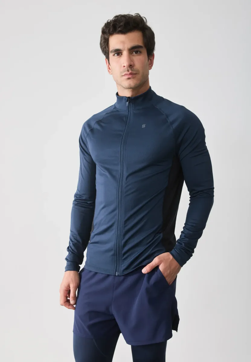 LONG SLEEVE CYCLE JERSEY WITH FULL ZIP & BACK POCKET - Cycling-Trikot - dark blue