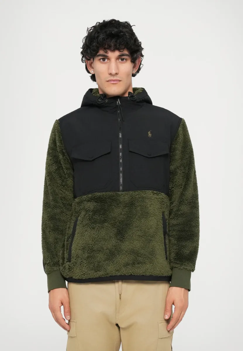 LONG SLEEVE HALF ZIP - Kapuzenpullover - company olive/black