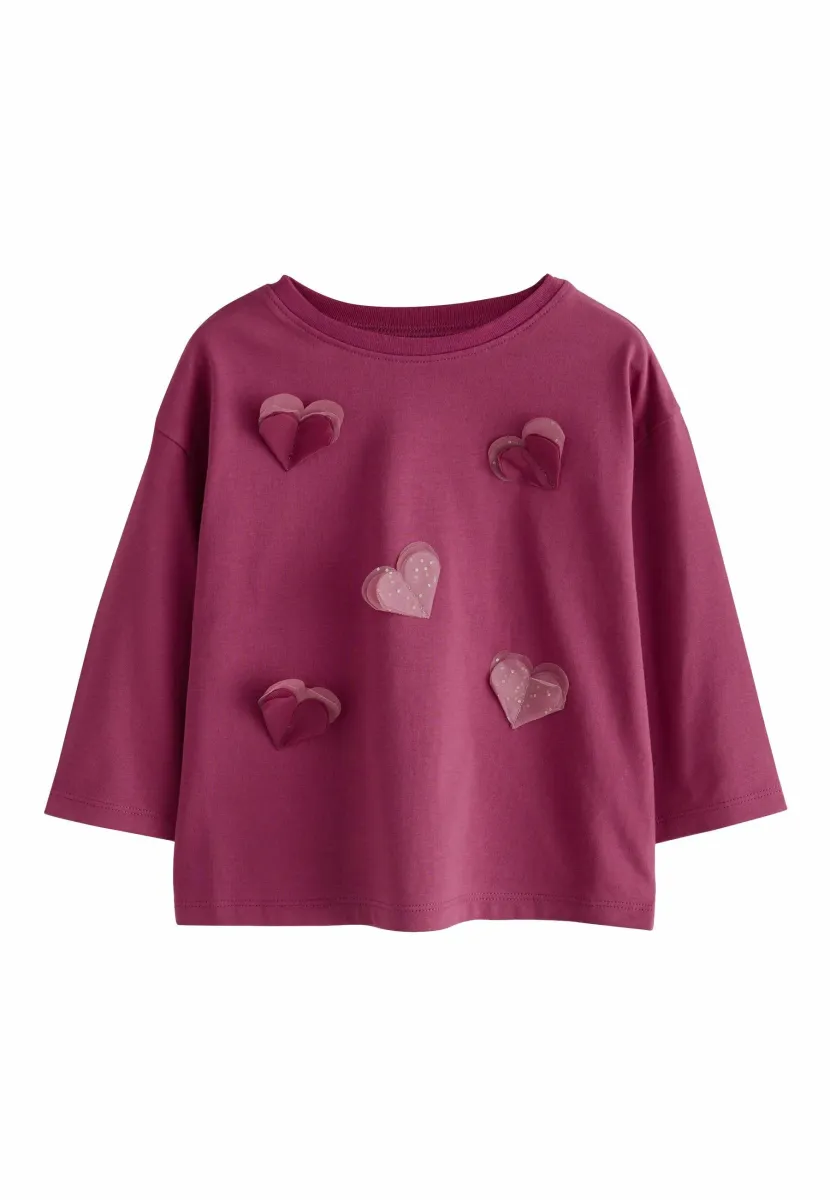 LONG SLEEVE HEART APPLIQUÉ - Langarmshirt - burgundy red