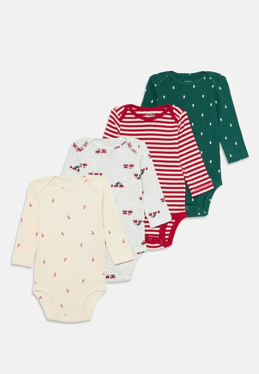 LONG SLEEVE MULTI BODYSUITS 4 PACK - Body - off-white/red/dark green