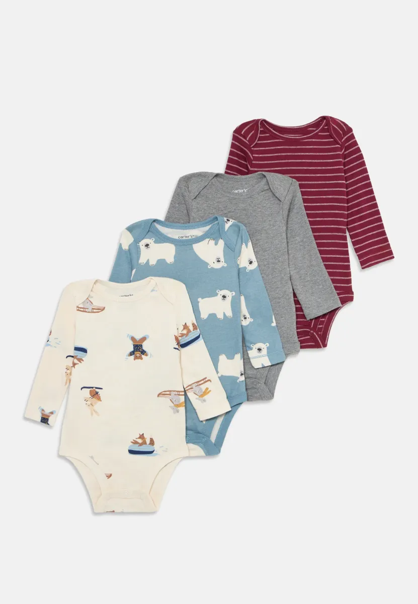 LONG SLEEVE MULTI BODYSUITS 4 PACK - Body - off-white/red/light blue