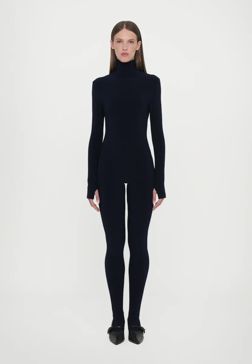 LONG SLEEVE SLIM FIT TURTLE CATSUIT FOOTIE - Jumpsuit - true navy