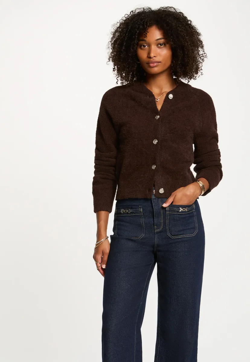 LONG SLEEVE - Strickjacke - marron foncé