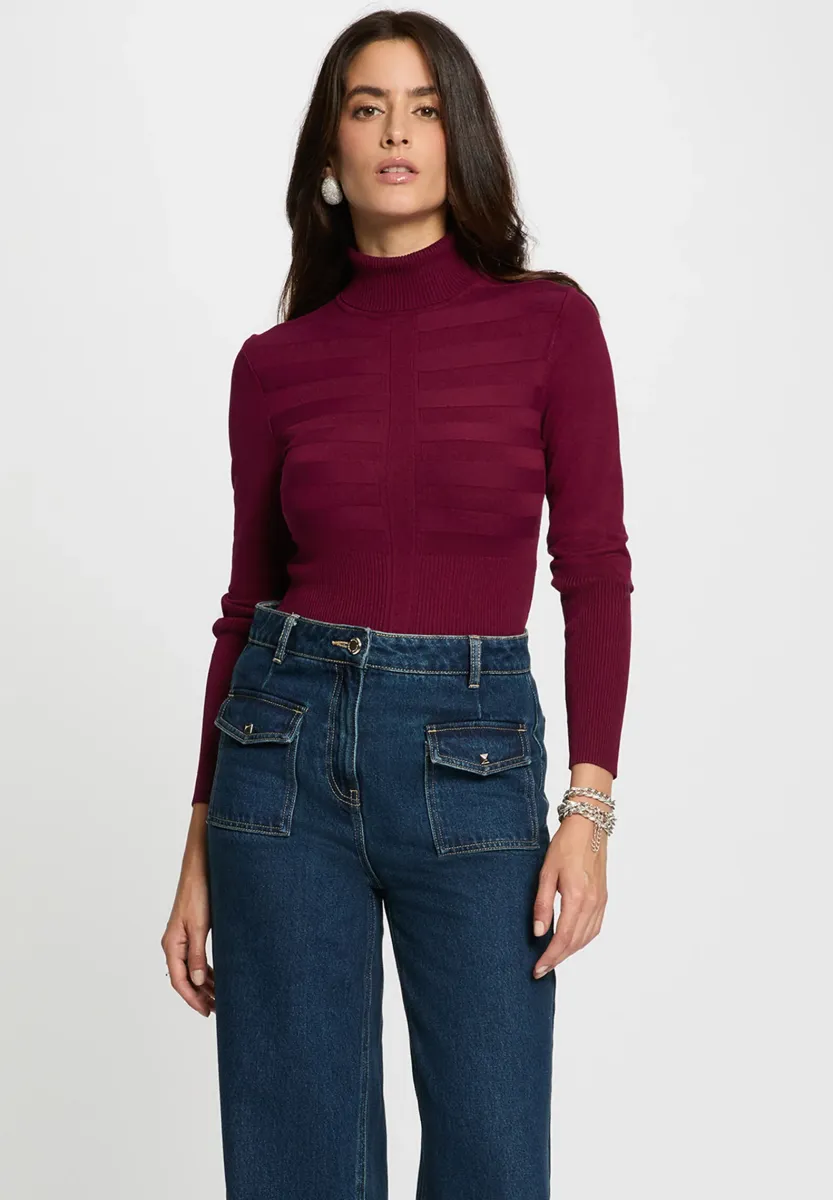 LONG SLEEVE TURTLENECK - Strickpullover - prune