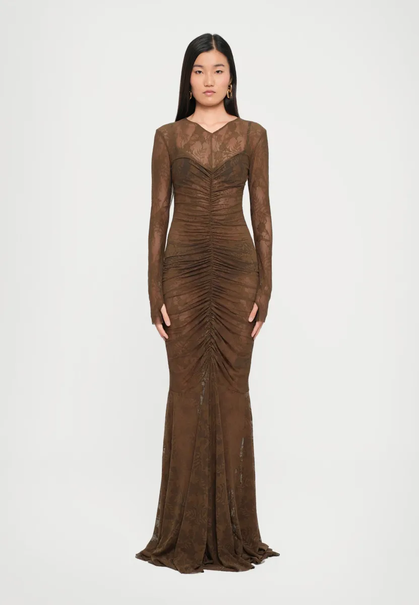 LONG SLEEVE V NECK FRONT FISHTAIL GOWN - Cocktailkleid/festliches Kleid - bark