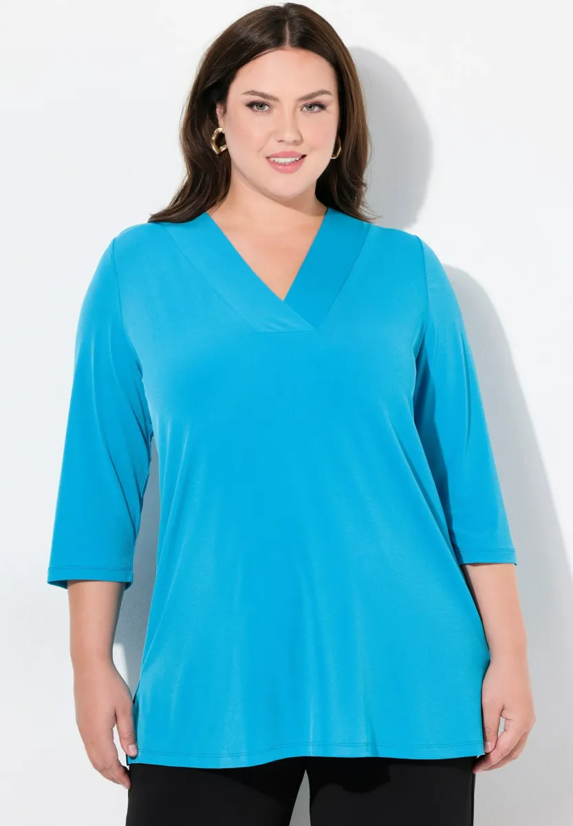LONG V-AUSSCHNITT 3/4-ÄRMEL - Langarmshirt - bright turquoise