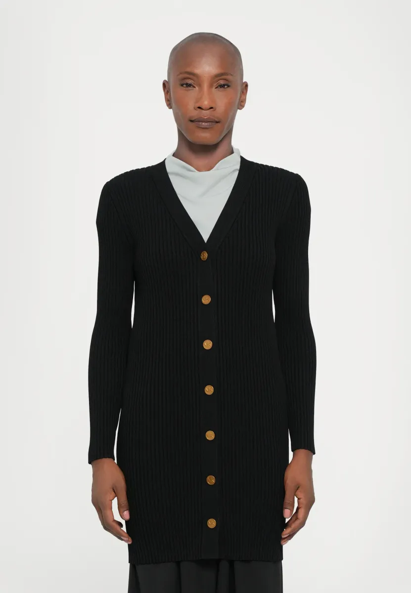 LONG VNK RIB CARDIGAN - Strickjacke - black