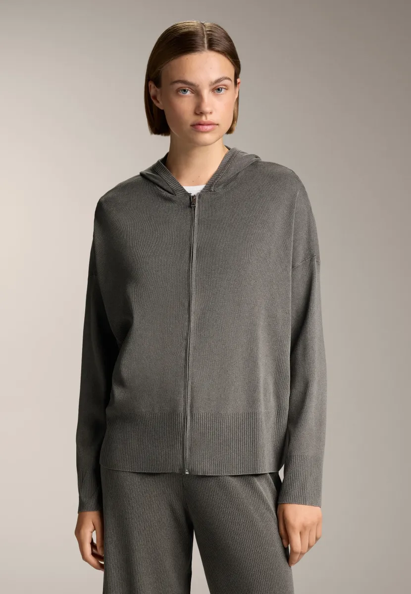 LONG WASHED KNIT - Strickjacke - dark grey