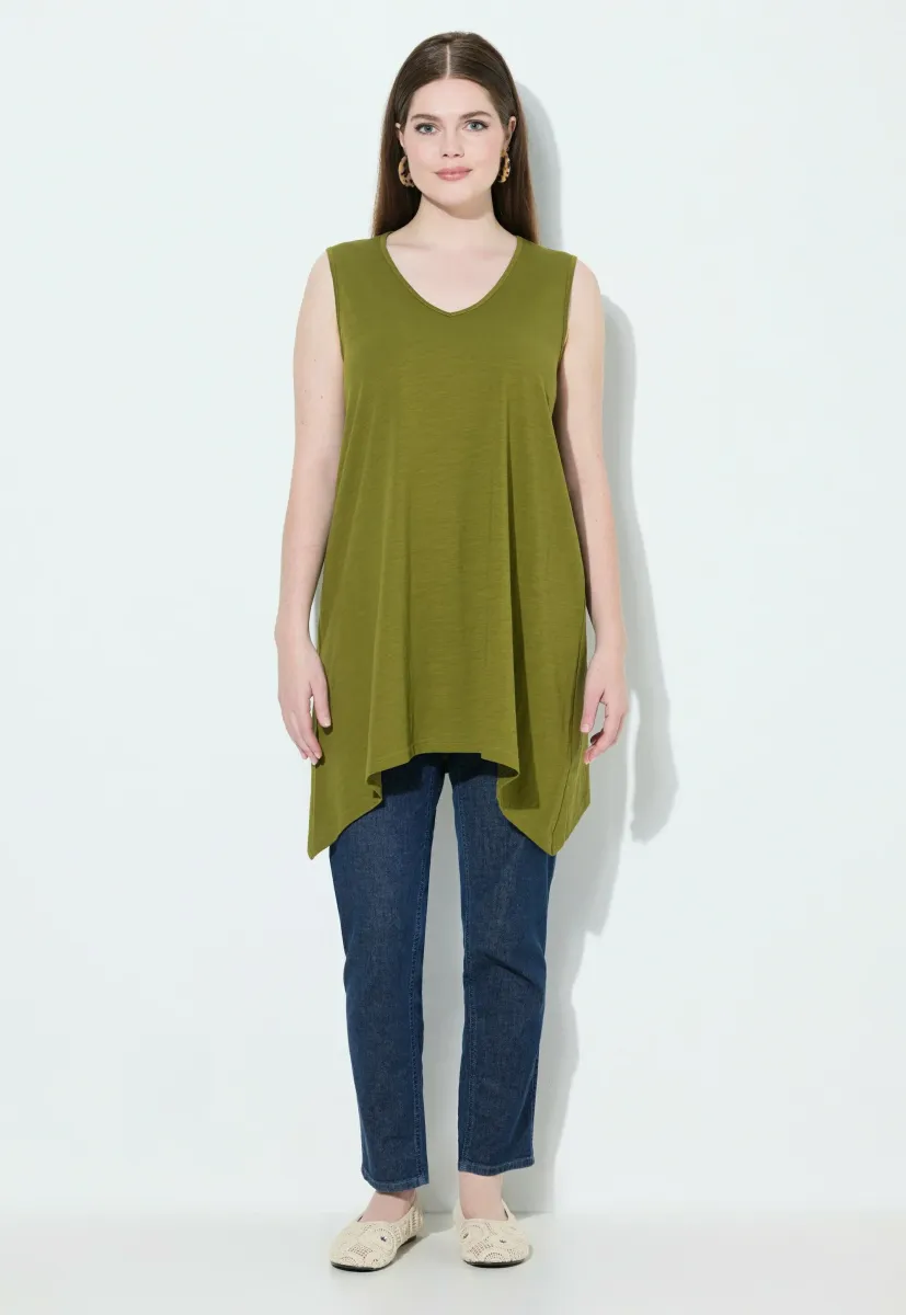 LONGLINE  PUNTZOOM  V-HALS MOUWLOOS - Top - leaf green