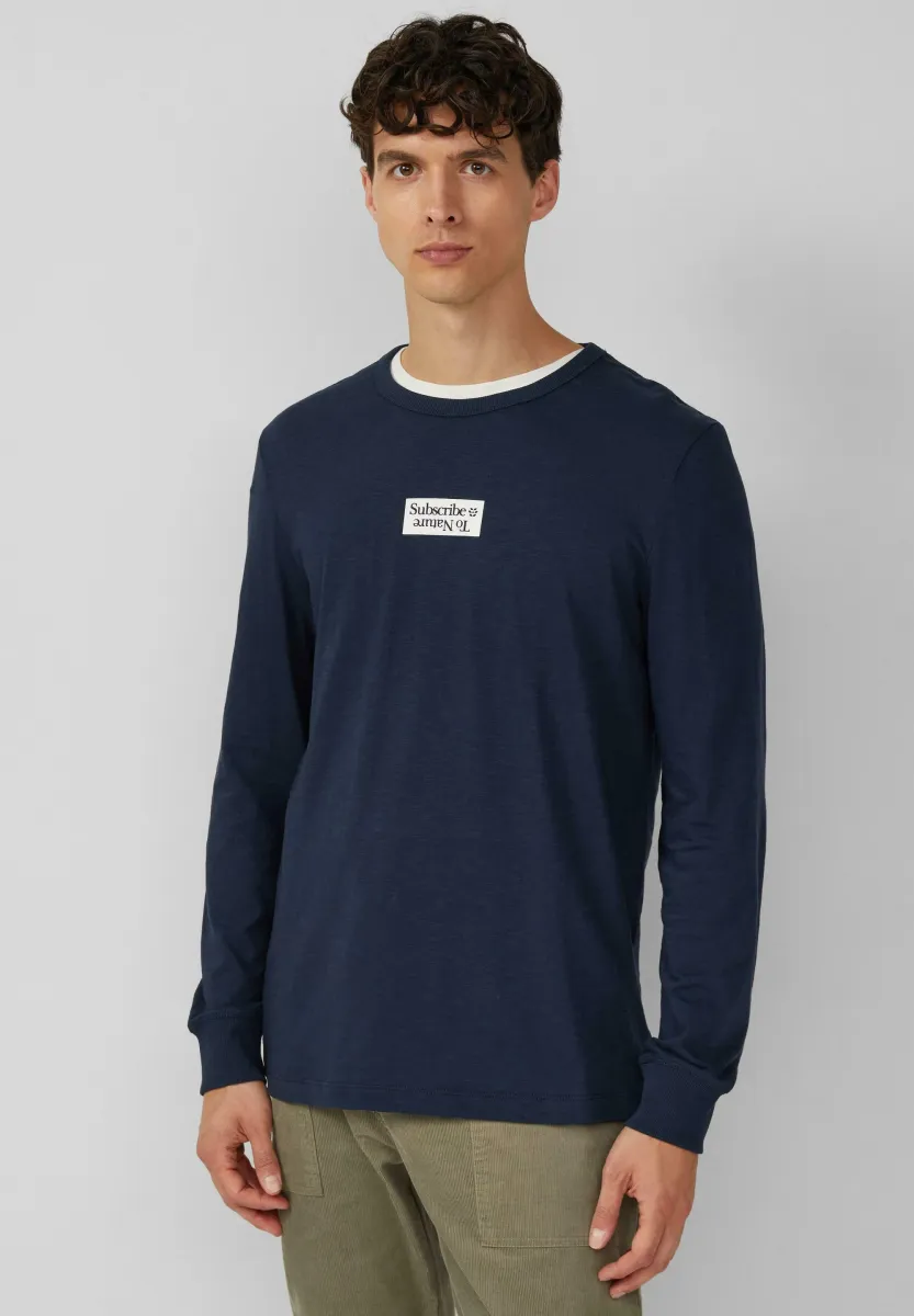 LONGSLEEVE MIT FLAMMSTRUKTUR - Langarmshirt - navy