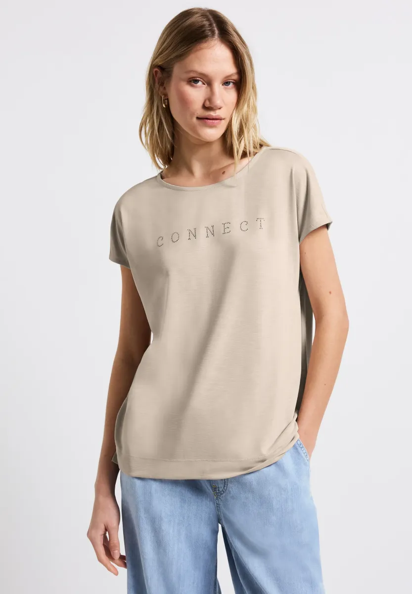 LOOK MIT WORDING - T-Shirt print - coastal beige