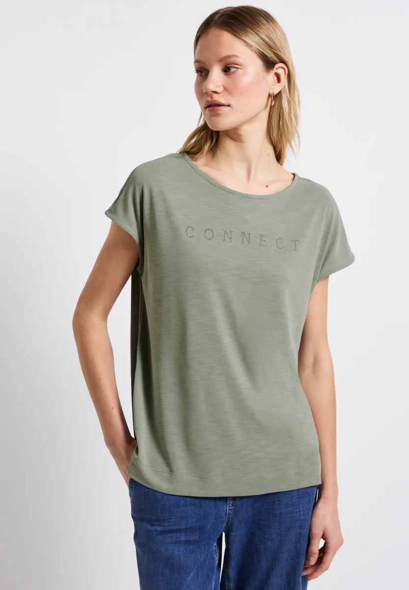 LOOK MIT WORDING - T-Shirt print - dusty milky green