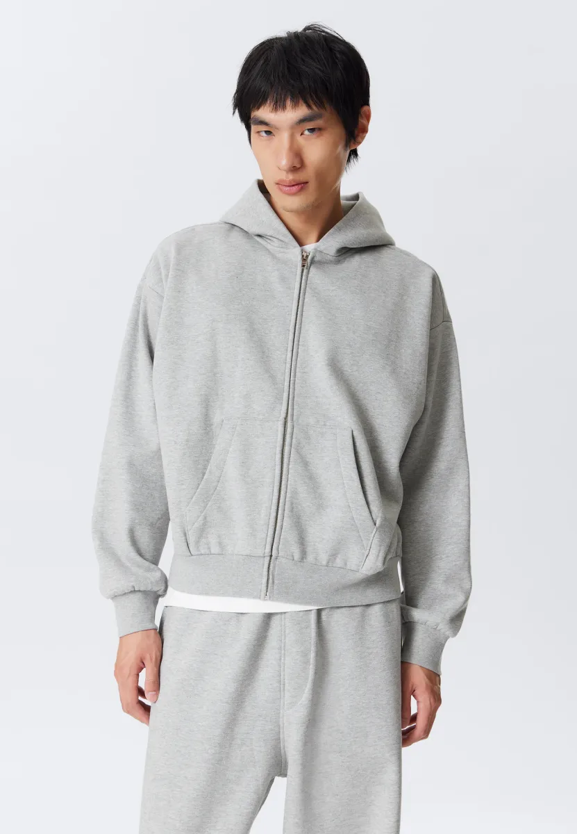 LOOSE ZIP HOODIE - Sweatjacke - grey melange