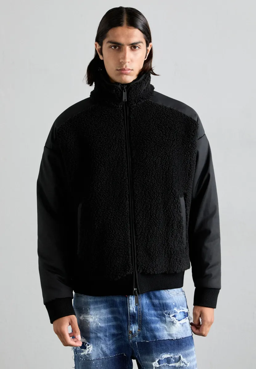 LOOSE ZIPPED CREWNECK - Fleecejacke - black