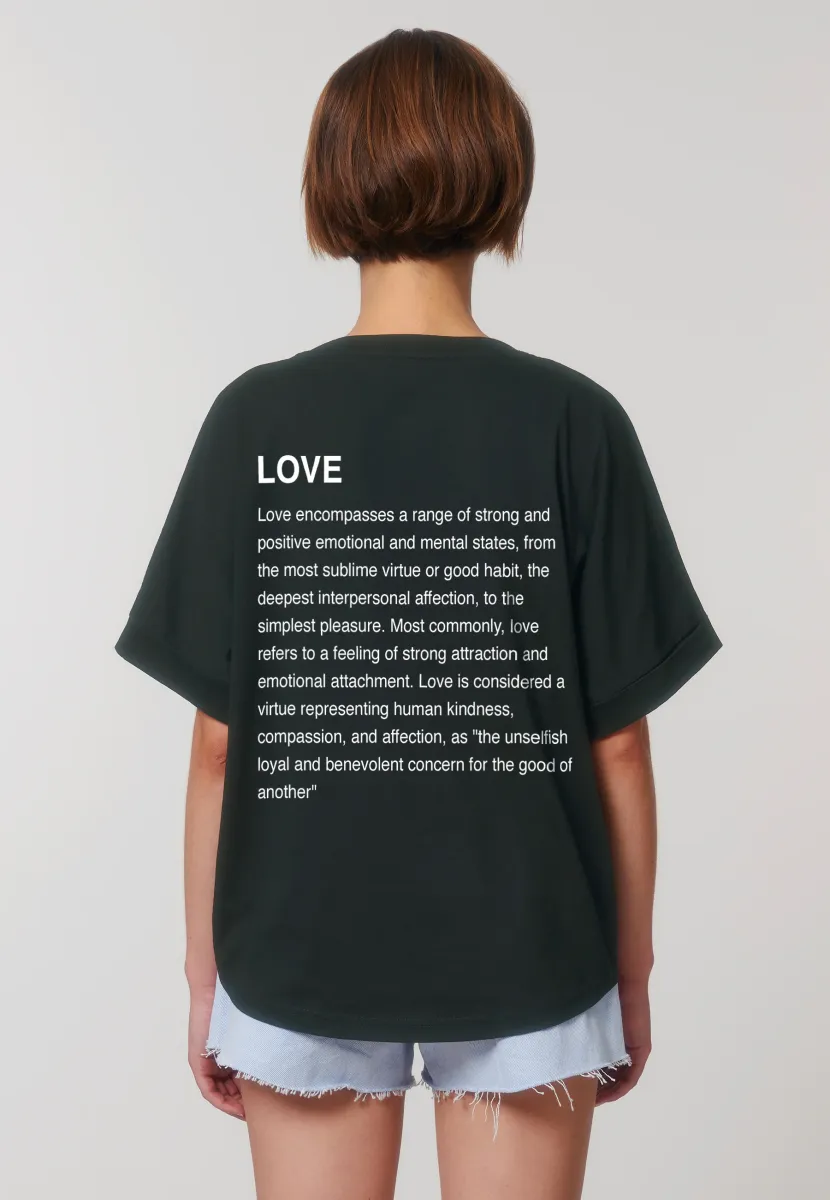 LOVE DEFINITION  BACK PRINT ROLLUP TEE OVERSIZED - T-Shirt print - black