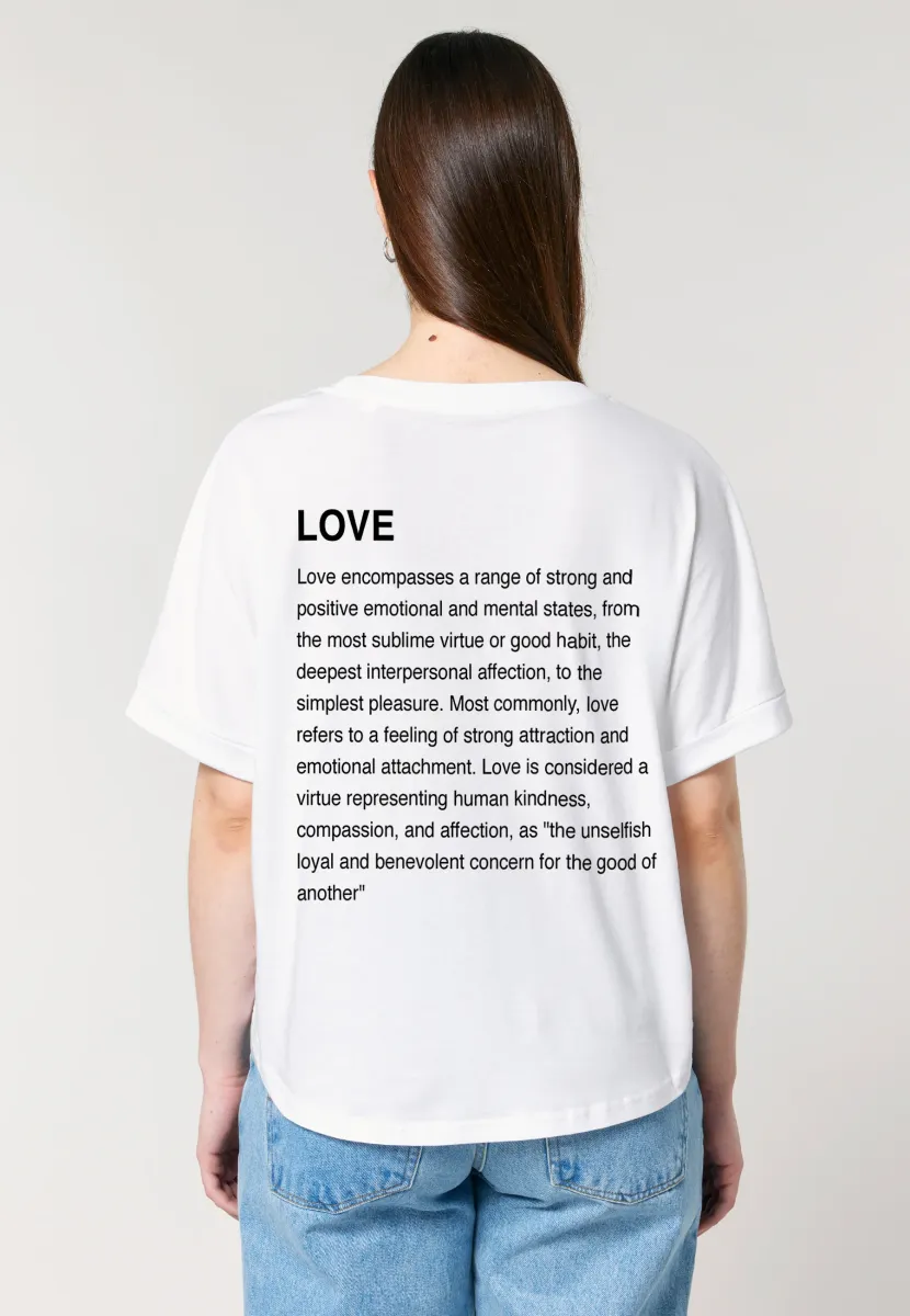 LOVE DEFINITION  BACK PRINT ROLLUP TEE OVERSIZED - T-Shirt print - white