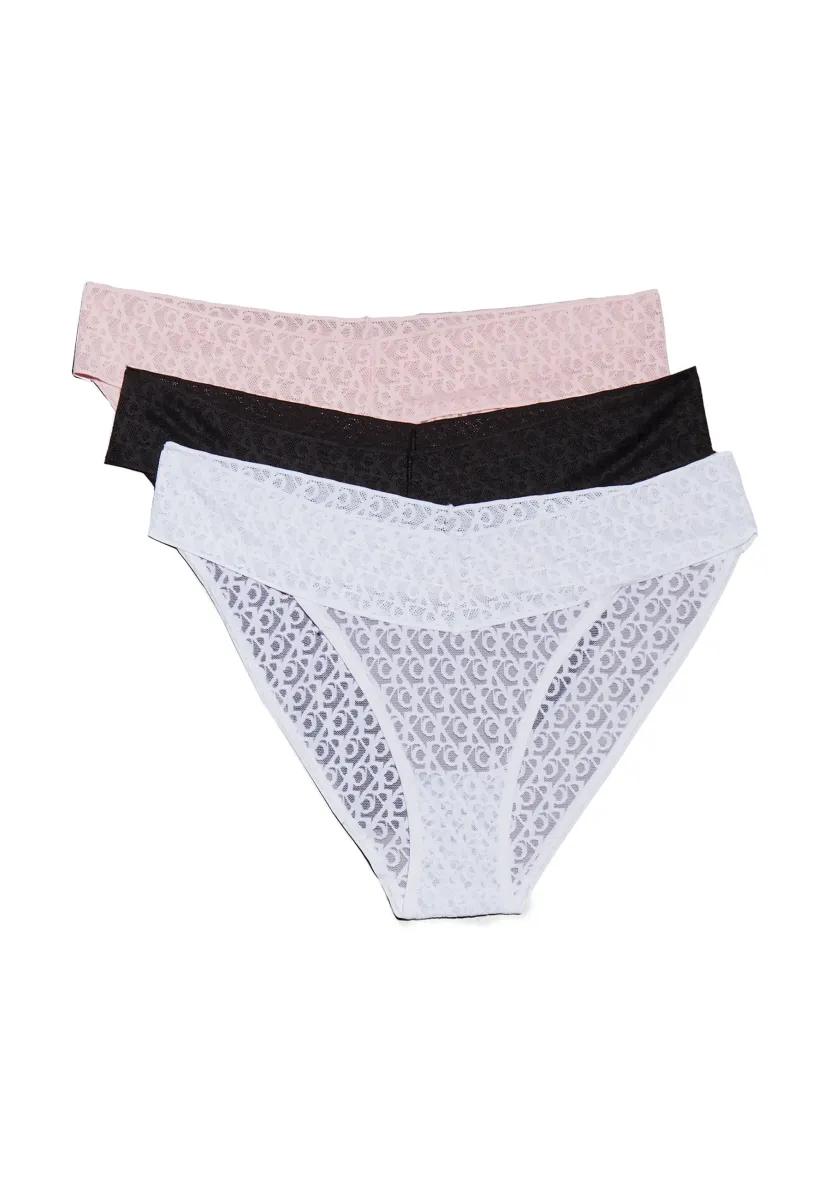 LOW RISE BIKINI 3 PACK  - Slip - black/classic white/buff pink