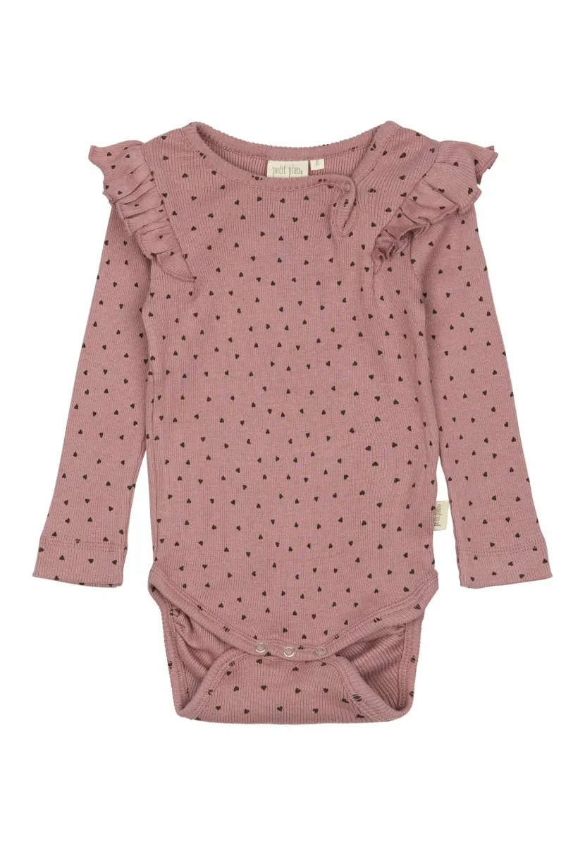 L/S FRILL HEART - Body - nostalgic rose coffee bean