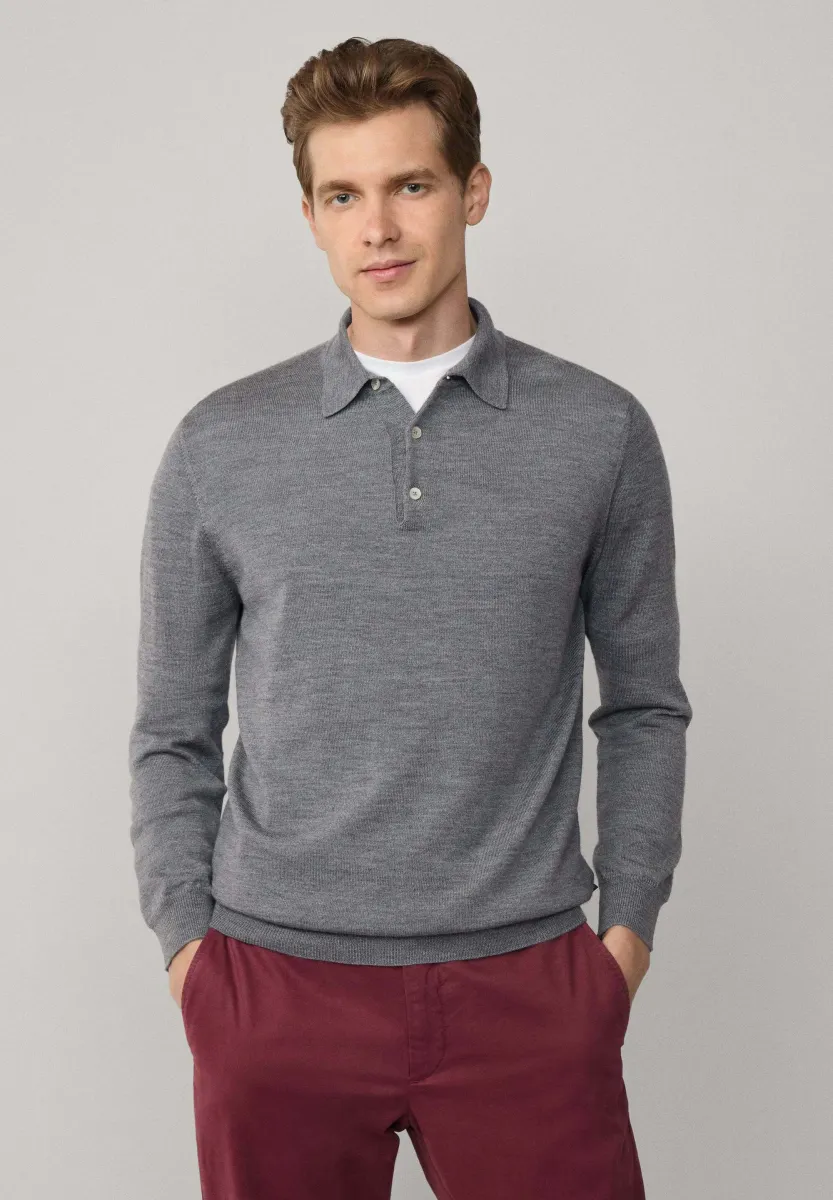 LS  - Poloshirt - marl grey