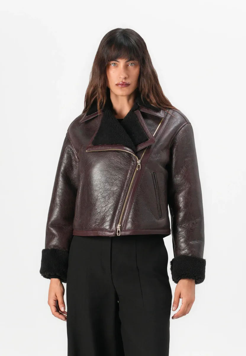 LUCY - Lederjacke - dark purple