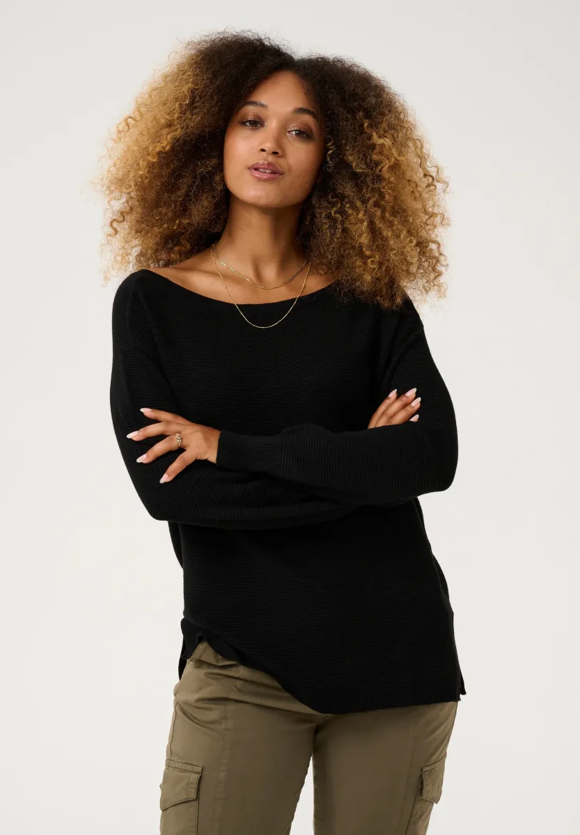 LUKA BOATNECK - Strickpullover - pitch black