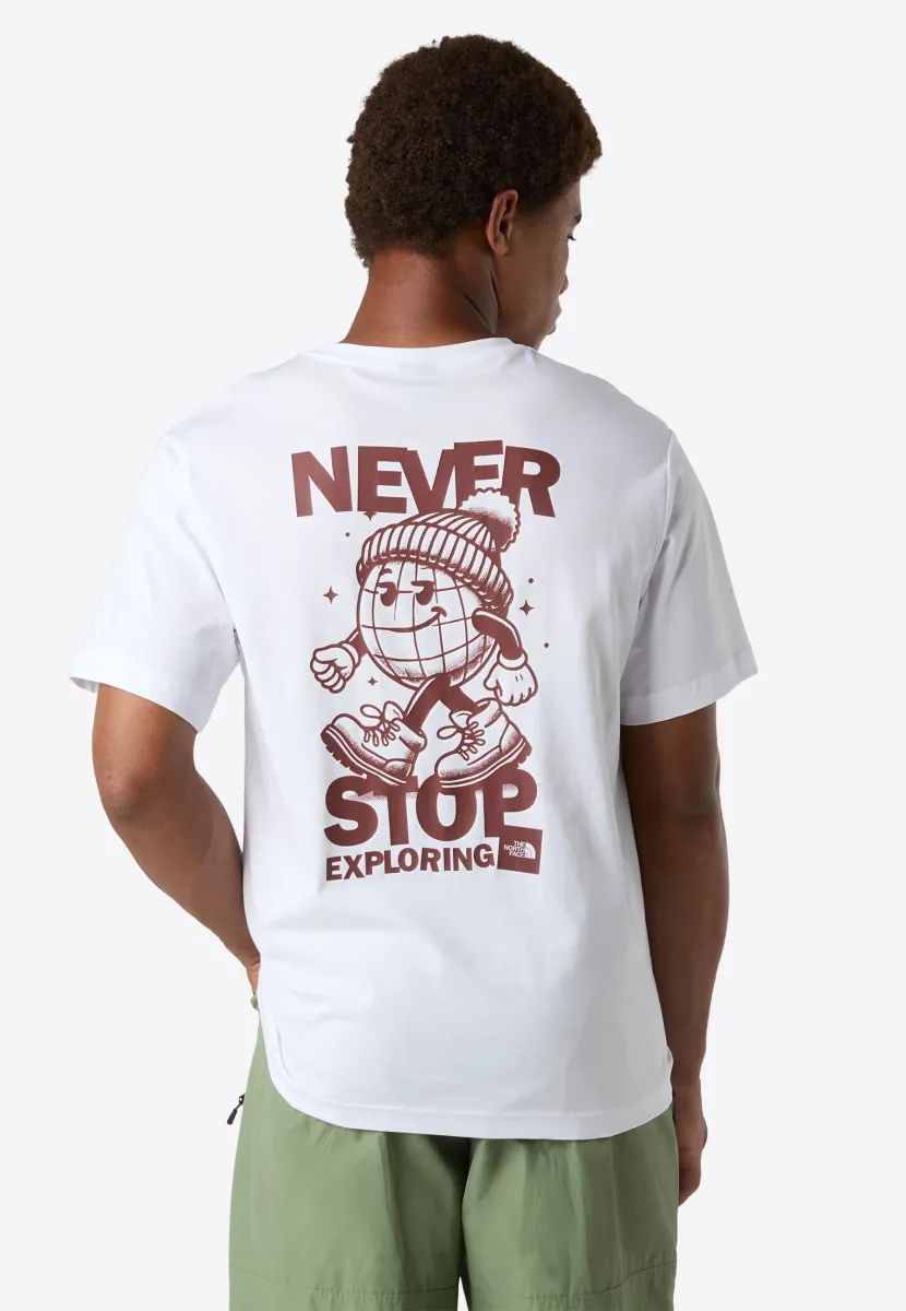 M NSE GLOBE RELAXED SS TEE - T-Shirt print - tnf white sumac