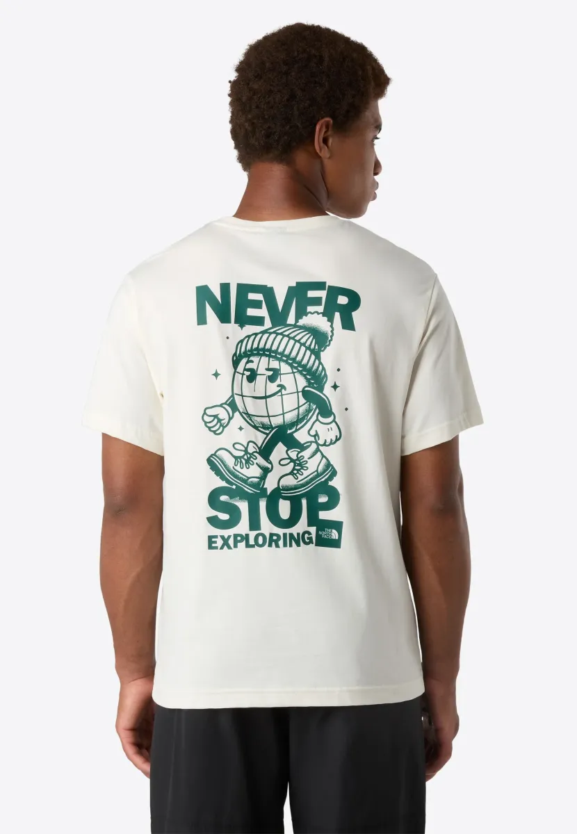 M NSE GLOBE RELAXED SS TEE - T-Shirt print - white dune hunter green