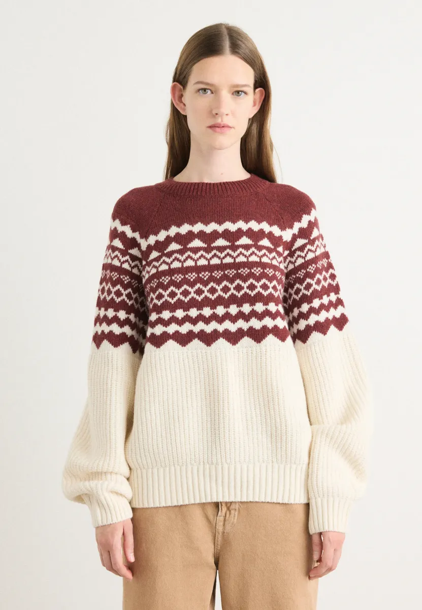 MABEL JUMPER - Strickpullover - bordeaux/offwhite