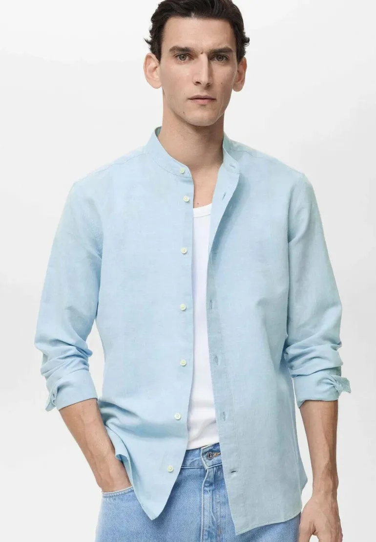 MAO COLLAR - Hemd - light blue