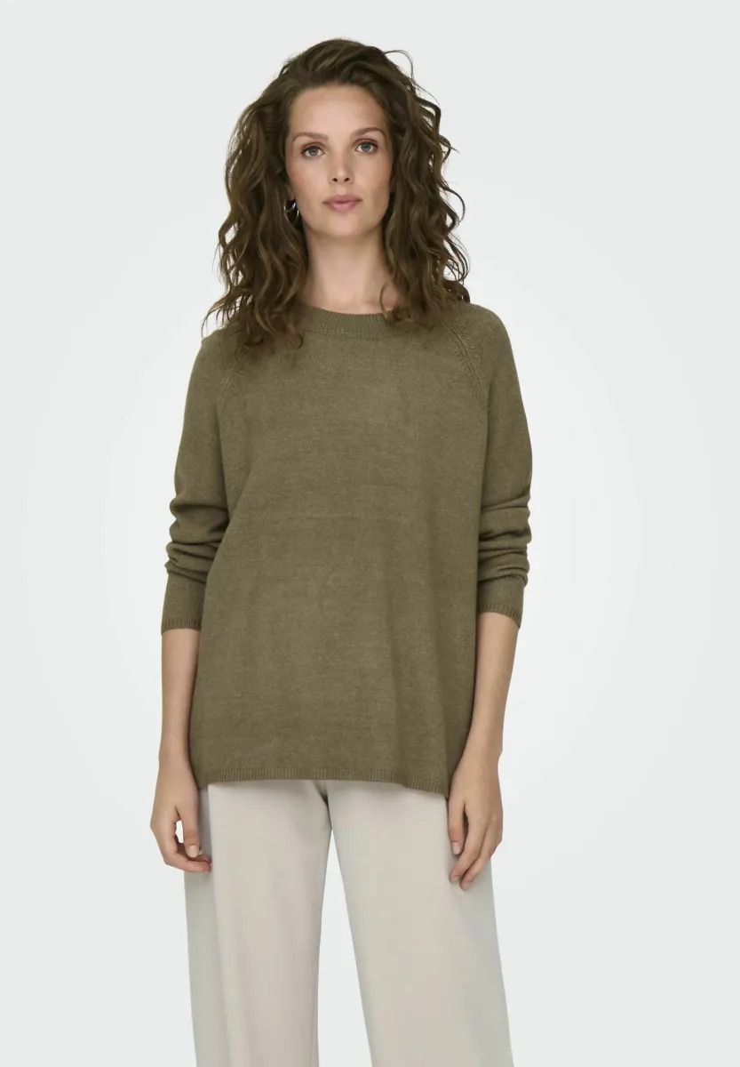 MARCO LS O NECK SPLIT - Strickpullover - malt ball