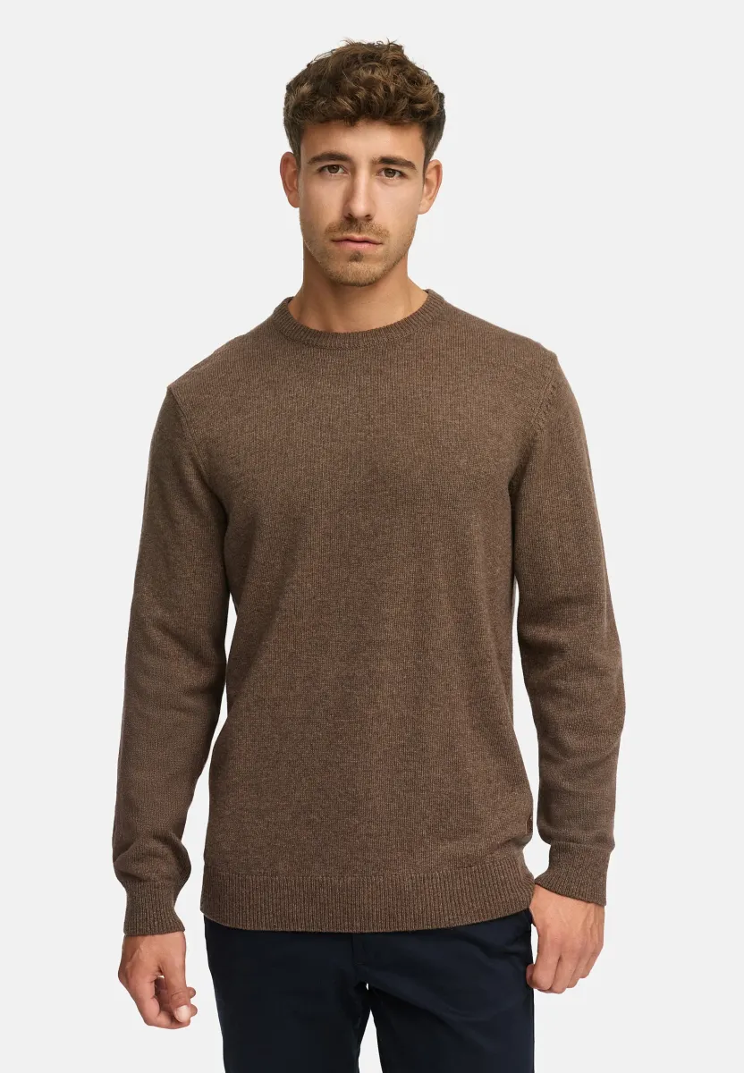 MARGOUS O-NECK - Strickpullover - dk brown mix