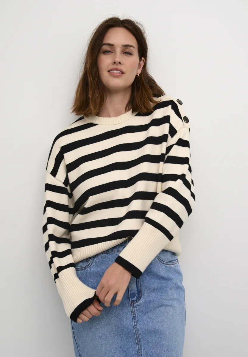 MARIE PULLOVER - Strickpullover - ant white black stripe