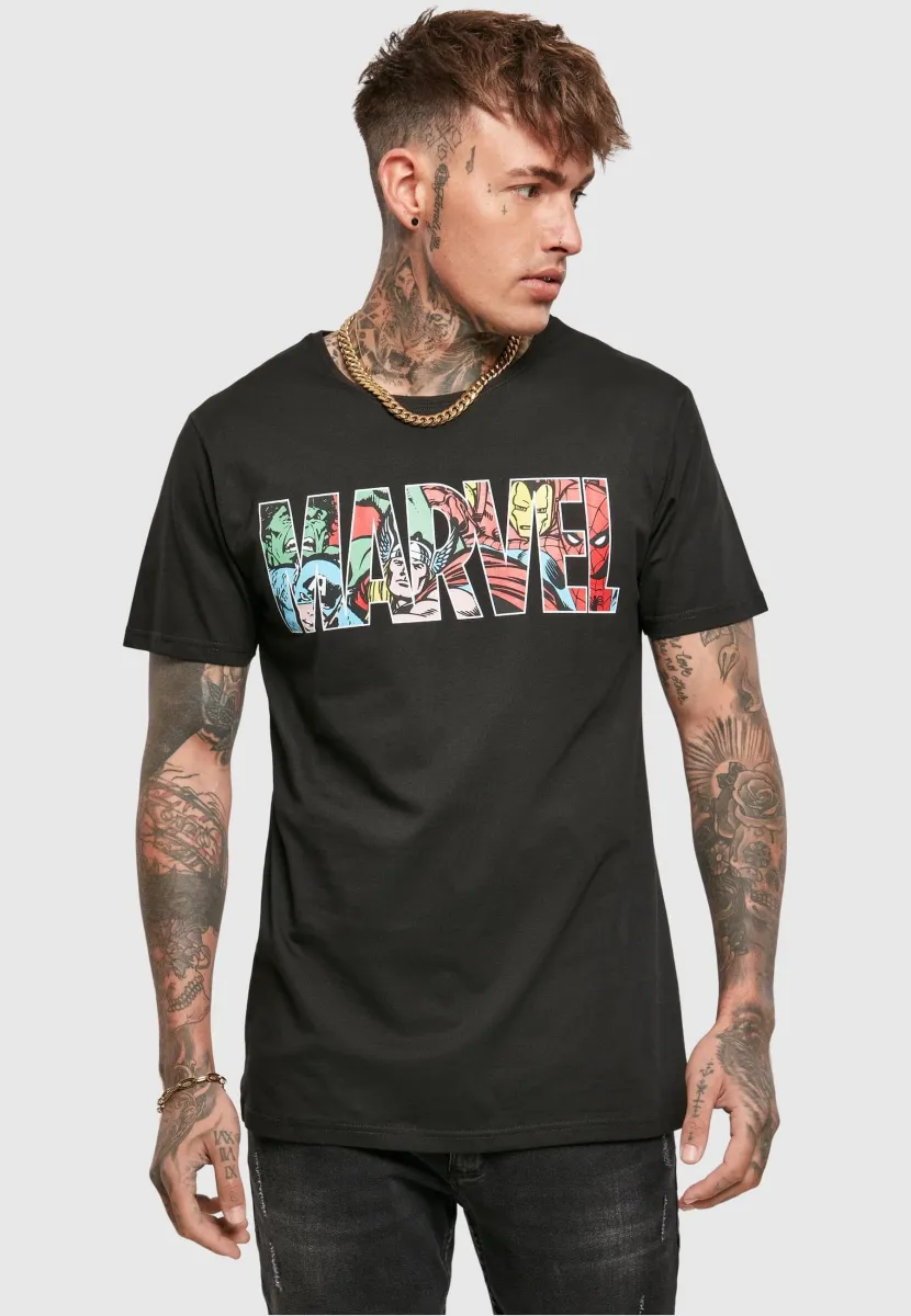 MARVEL LOGO CHARACTER TEE - T-Shirt print - black