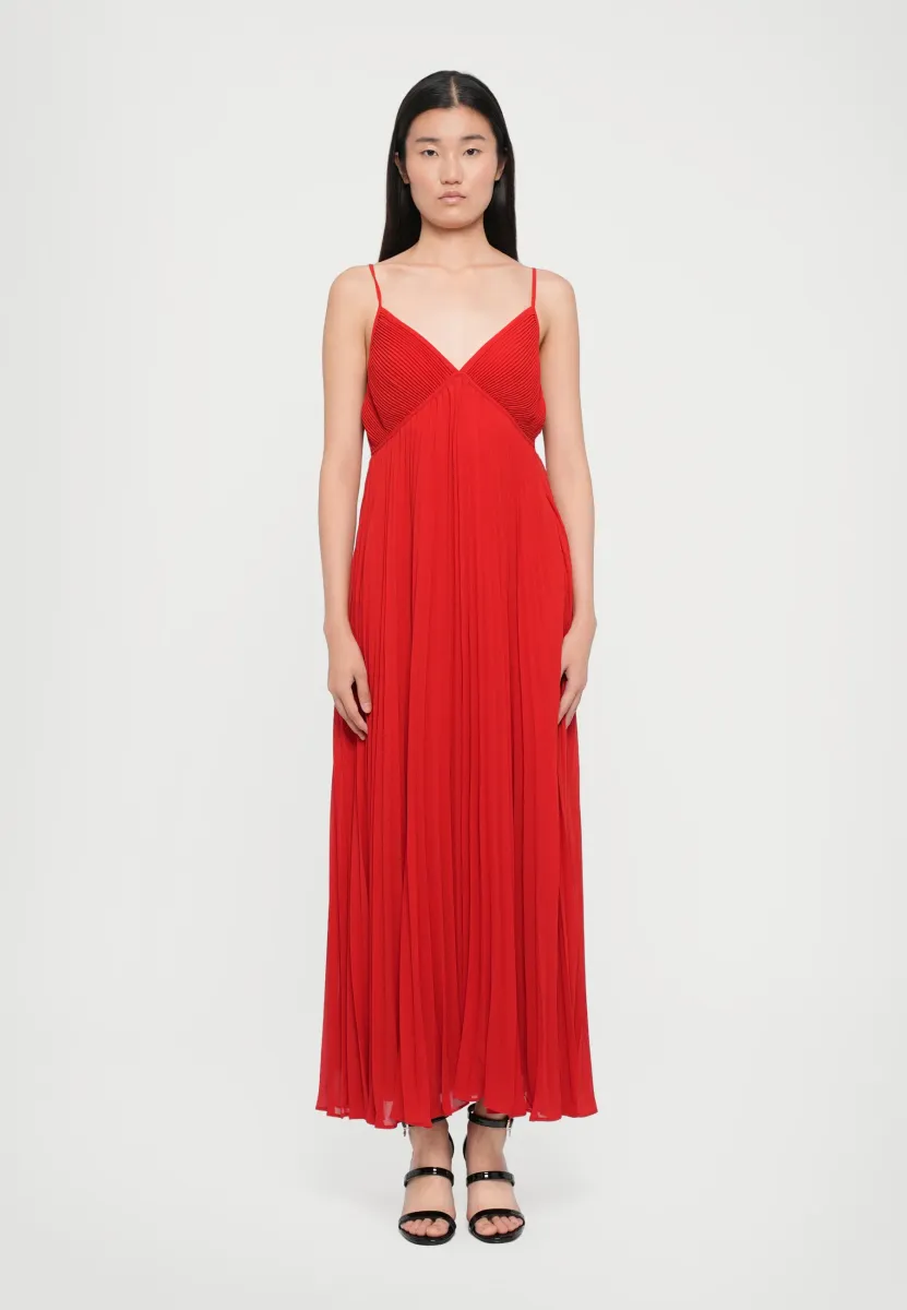 MAXI PLEAT SLIP DRESS - Maxikleid - crimson