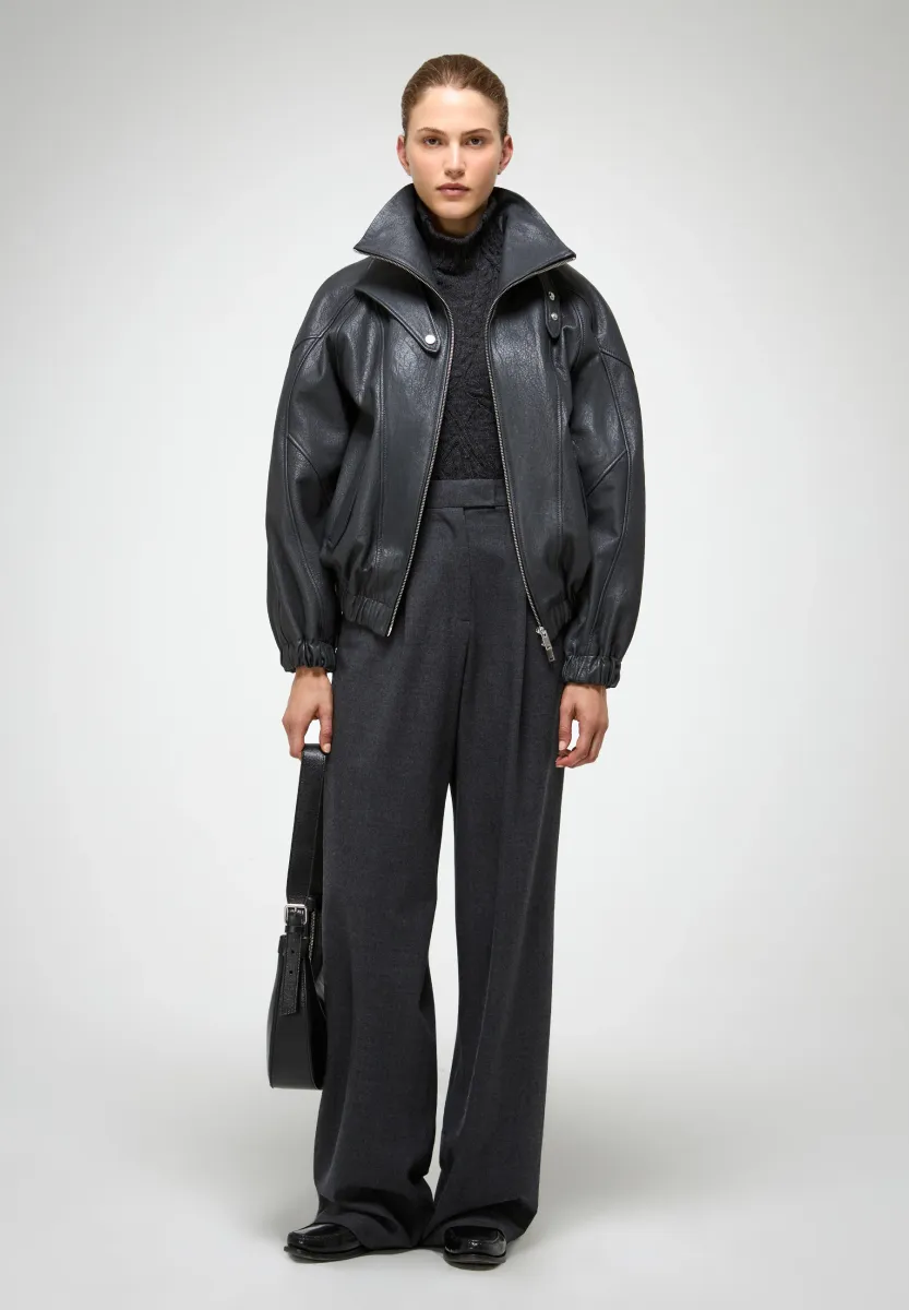 MAY - Lederjacke - anthracite
