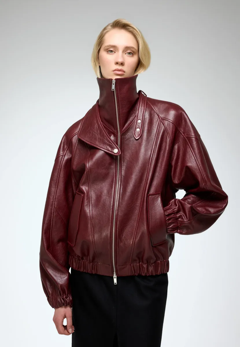 MAY - Lederjacke - bordeaux