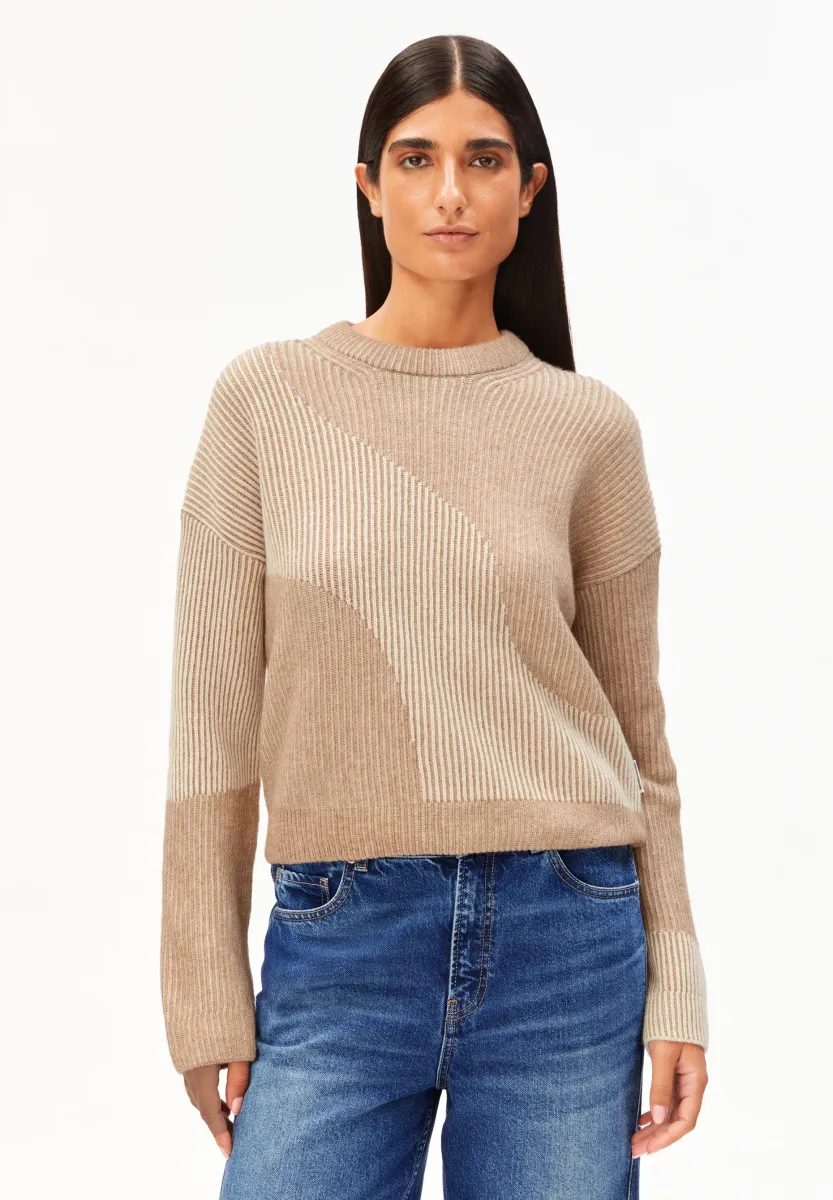 MAYRAA VANISE - Strickpullover - camel melange-oatmilk