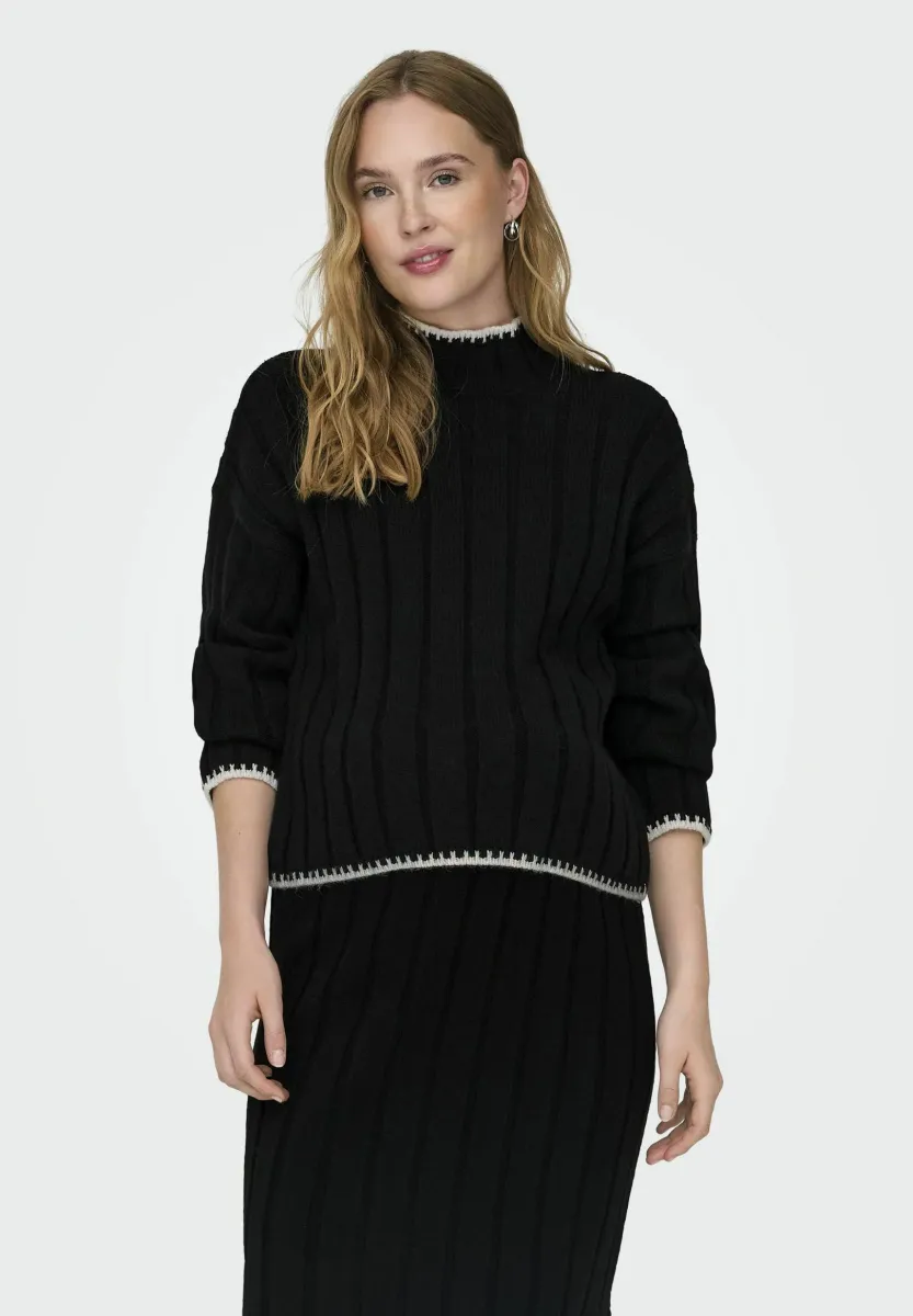 MCHICK STITCH HIGHNECK - Strickpullover - black