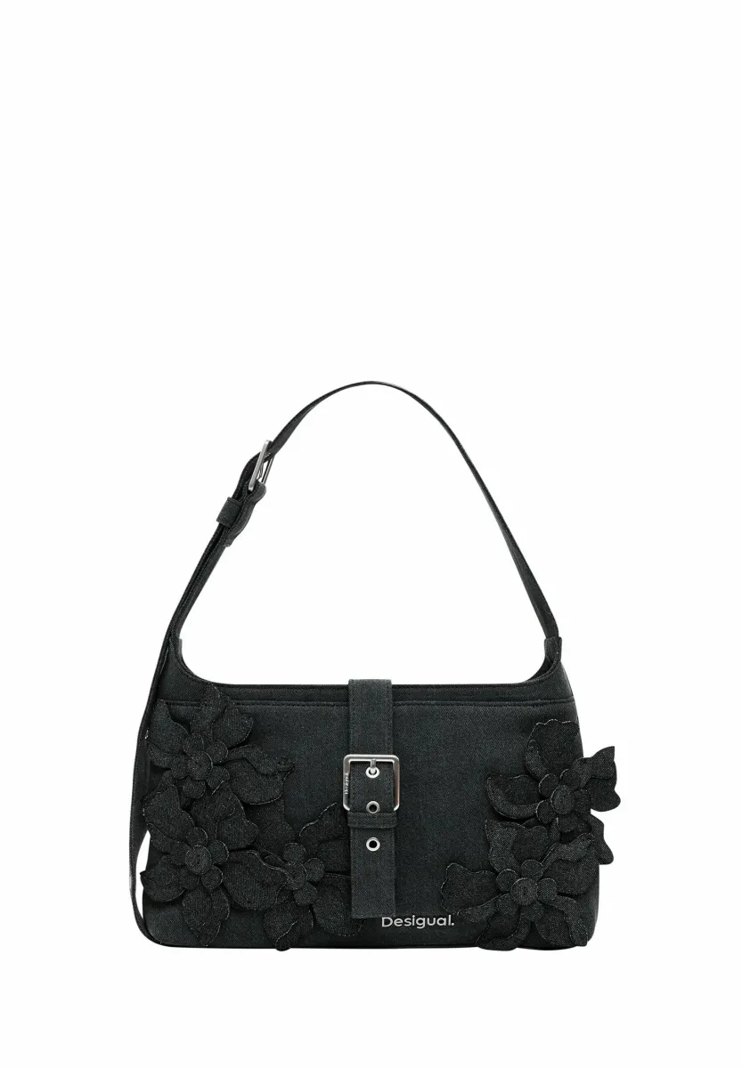MEDIUM WITH FLORAL PATCH - Handtasche - black