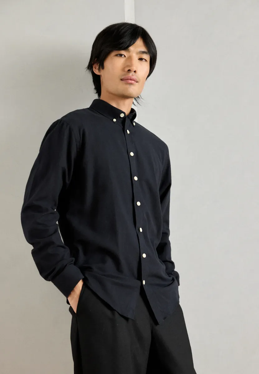 MELANGE BRUSHED SHIRT - Hemd - black