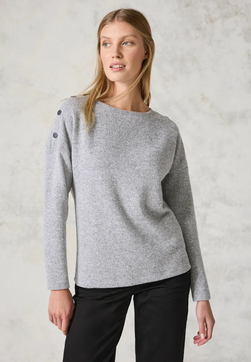 MELANGE MIT KNÖPFEN - Strickpullover - grau